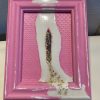 Slutty Art by Aidi Kansas - Code Pink framed 7x9 in.  Acrylic, leather, resin,  golf leaf 