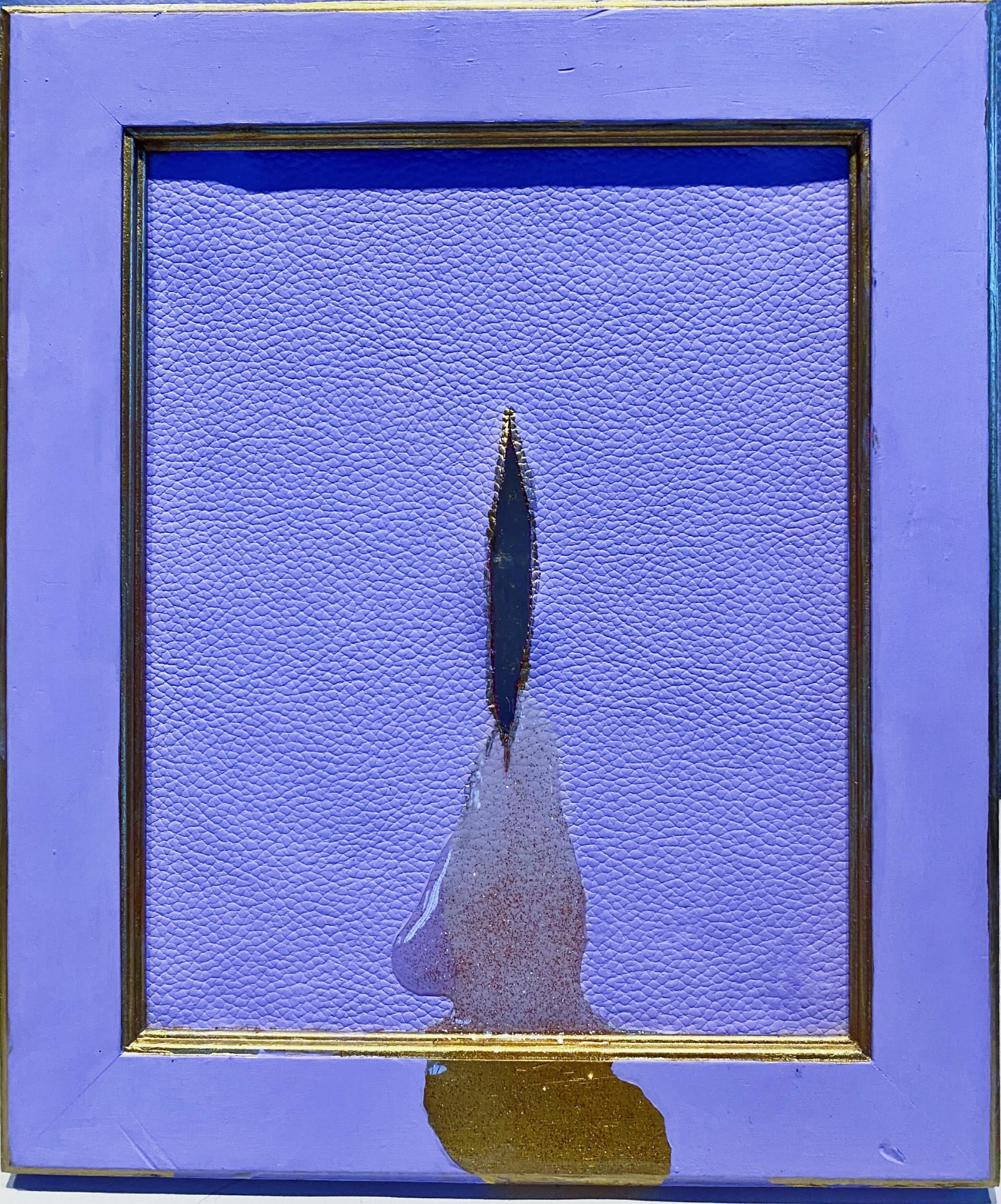 "Violeta" 11x14 framed  Acrylic, resin, gold leaf, leather